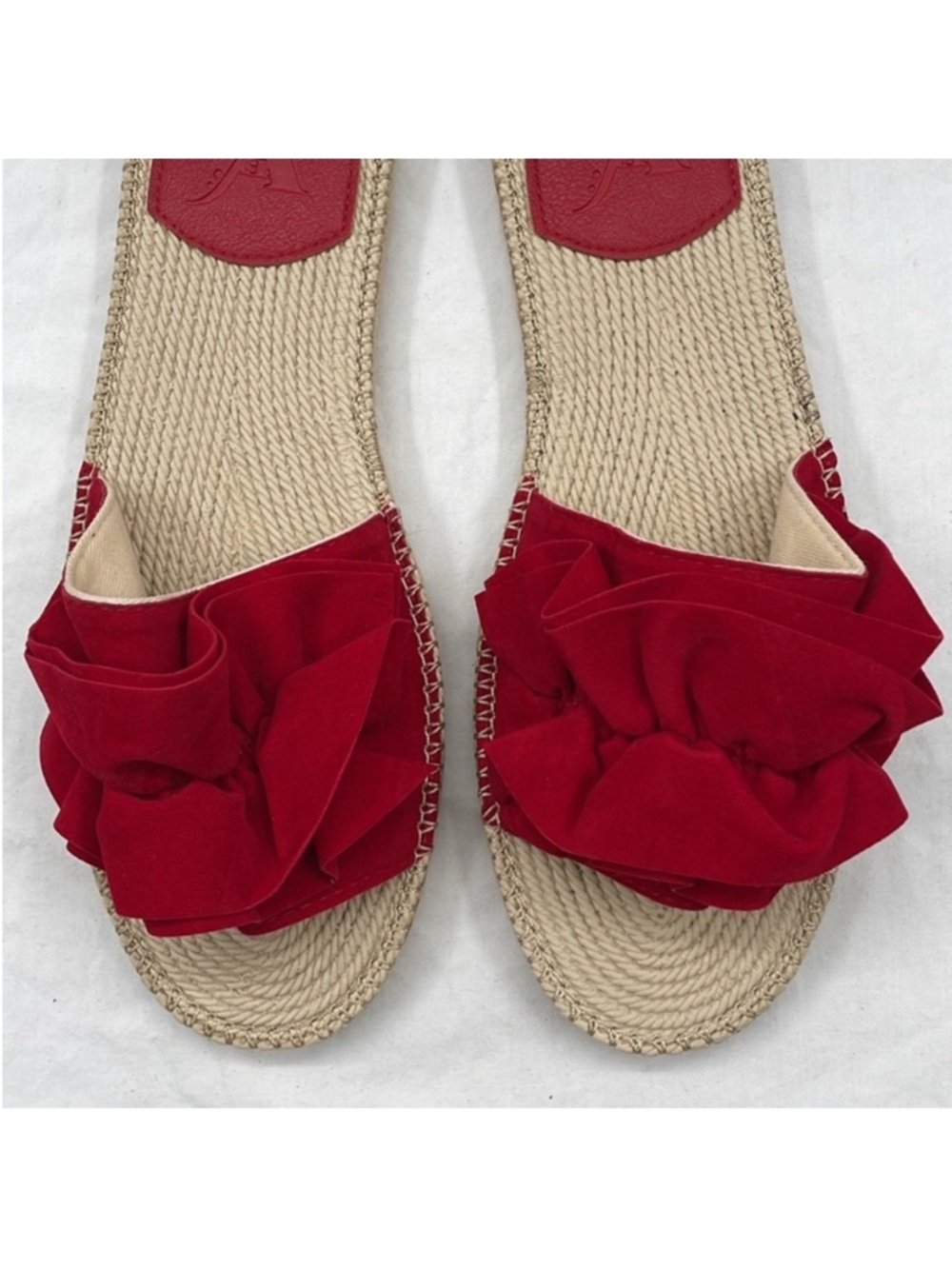 NEW! Vie Benie Red Velvet Ruffle Slide Sandals. EU 40. - Picture 4 of 7